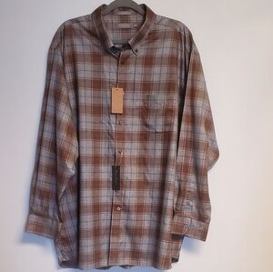 NWT Daniel Cremieux Brown and Gray Plaid Button Down Shirt  XXL